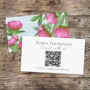 Blommigt för Rosa av QR-Anpassningsbar Elegant för Visitkort