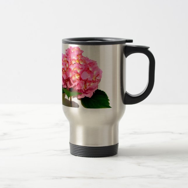 blommigt för rosa av rosa rosa av vattenlevande bl resemugg (Höger)