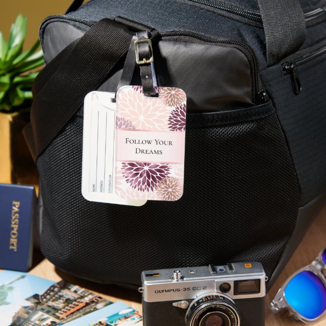 Blommigt för Rosa av snyggt Chic Bagagebricka (Framsida & Baksida)