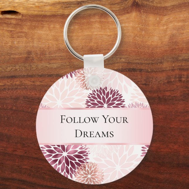 Blommigt för Rosa av snyggt Chic Nyckelring (Framsida)