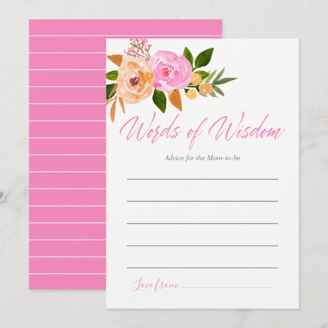 blommigt för rosa av vattenfärg för Mamma Baby Sho Inbjudningar (Fram/baksida)