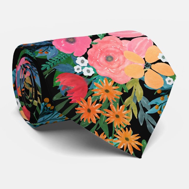 Blommigt för Rosa av vattenfärg i elegant Bouquet  Slips (Rullad)