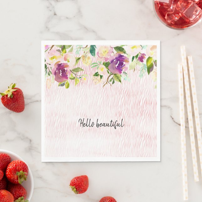 Blommigt för Rosa av vattenfärgen Girly Burgundy - Pappersservett (Insitu)