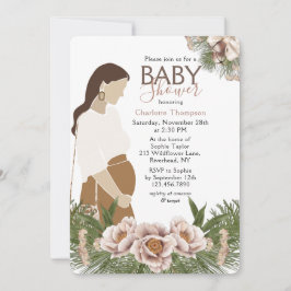 Blommigt för  Rosa, babykläder, vattenfärg Inbjudningar