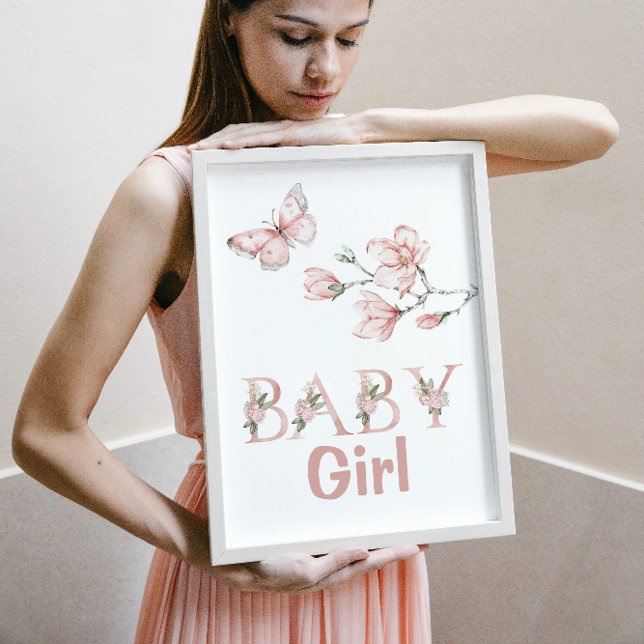 Blommigt för  Rosa Butterfly  Nursery Poster (Skapare uppladdad)