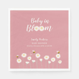 Blommigt för  Rosa Daisy Baby i blodomställning Pappersservett