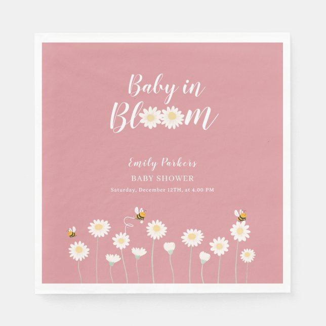 Blommigt för  Rosa Daisy Baby i blodomställning Pappersservett (Framsidan)