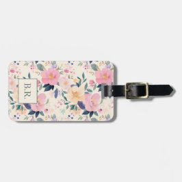 Blommigt för Rosa Elegant Romantic Aesthetic Bagagebricka