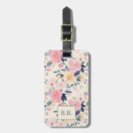 Blommigt för Rosa Elegant Romantic Aesthetic Bagagebricka