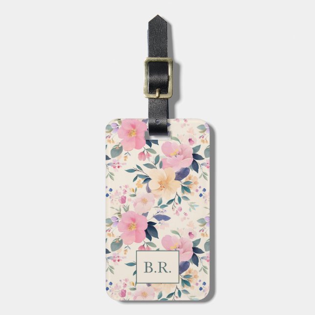 Blommigt för  Rosa Elegant Romantic Aesthetic Bagagebricka (Vertikal Framsida)