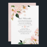 Blommigt för  Rosa för vattenfärg Pastel Bat mitzv Inbjudningar<br><div class="desc">bat mitzvah inbjudan till blommigten för  rosa på förenklad och elegant.</div>