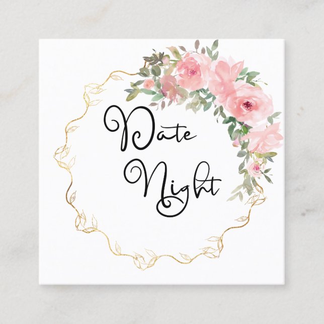 Blommigt för  Rosa för vattenfärgsfärg, nattkort f Fyrkantigt Visitkort (Framsida)