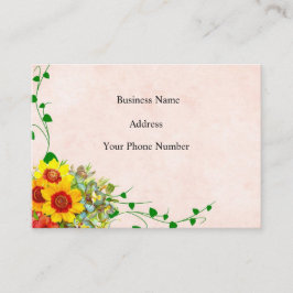 Blommigt för rosa Gult  Visitkort
