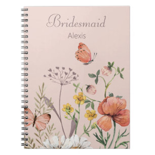 Blommigt för Rosa i Bridesmaid GIft Elegant Anteckningsbok