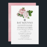 Blommigt för  Rosa i vintage Bat mitzvah Inbjudningar<br><div class="desc">Vintage  rosa ros bat mitzvah inbjudan designad för att snabbt och enkelt kunna anpassas till dina händelsespecifikationer.</div>