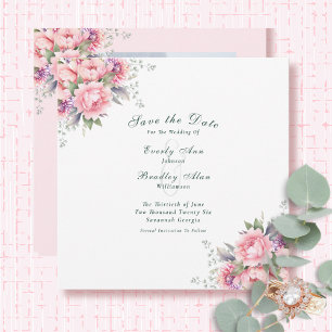 Blommigt för Rosa Lila Sage Elegant Script- Spara Datumet