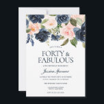 Blommigt för  Rosa, marinblå, 40:e födelsedag, Par Inbjudningar<br><div class="desc">Navy Blue  Rosa Blommigt 40:e födelsedagen Party Se matchande samling i Niche and Nest Store Vi har också många andra inbjudningar och samlingar.</div>