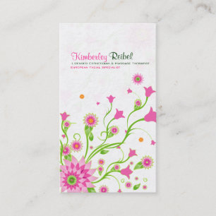 Blommigt för rosa och Grönt Abstrakt, , ljus Visitkort