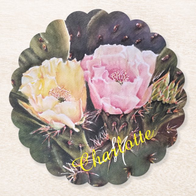 Blommigt för rosa och Gult Underlägg Papper (Framsida)