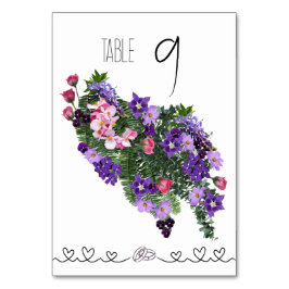 blommigt för rosa och lila bordsnummer