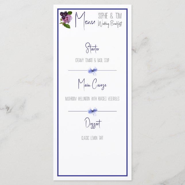 blommigt för rosa och lila meny (Framsida)