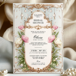 Blommigt för Rosa och Möhippa för grönt päronvin Inbjudningar