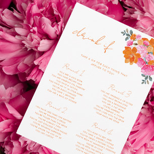 Blommigt för rosa och Orange Dra om Möhippa spel Inbjudningar
