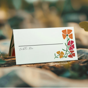 Blommigt för Rosa och Orange i Bröllop Placeringskort