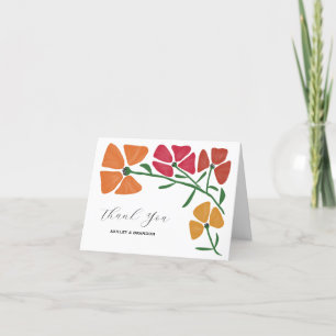 Blommigt för Rosa och Orange i Bröllop Tack Kort