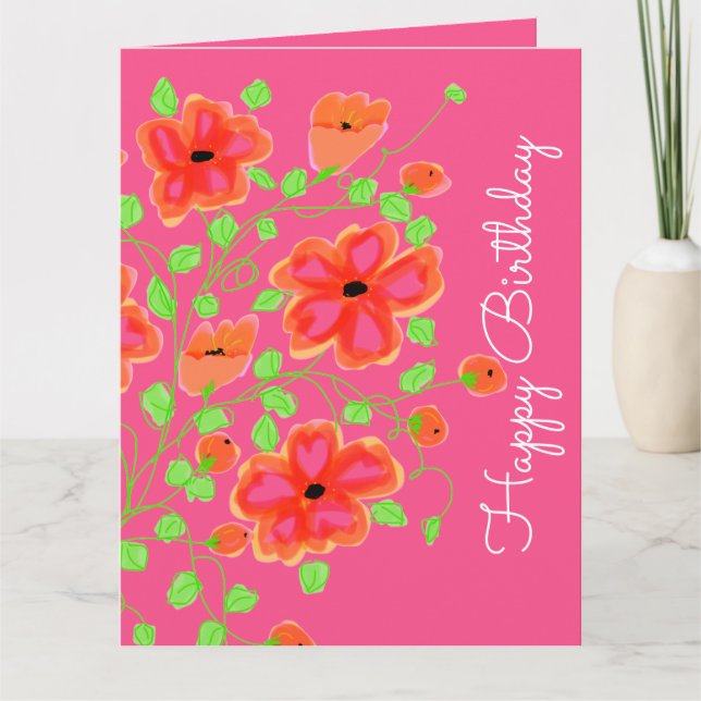 Blommigt för rosa och Orange Kort (Framsida)