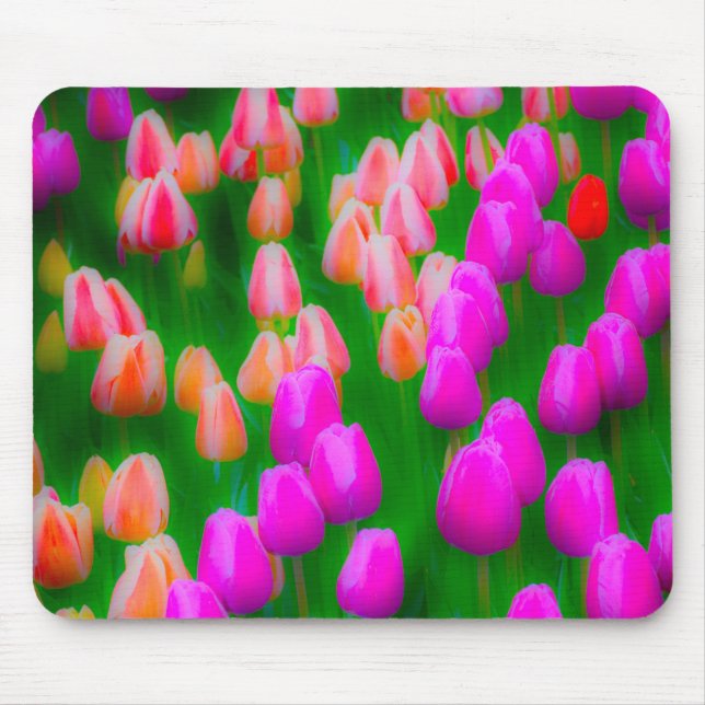 blommigt för rosa och orange musmatta (Framsidan)