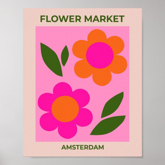 Blommigt för Rosa och Orange på världsmarknaden i  Poster (Framsidan)