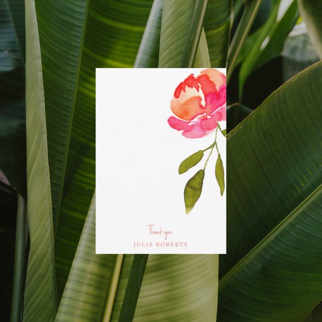 Blommigt för rosa och Orange Visa tom Tack Kort (Skapare uppladdad)