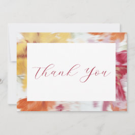 Blommigt för rosa, Orange och Gult Abstrakt Tack Kort