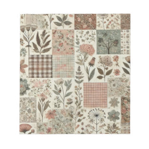 Blommigt för Rosa Patchwork-grönt Quiled Design Anteckningsblock