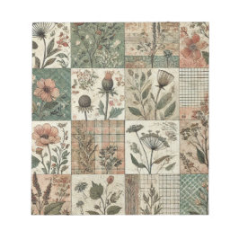 Blommigt för  Rosa Patchwork-grönt Quiled Design Anteckningsblock