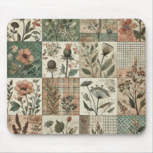 Blommigt för Rosa Patchwork-grönt Quiled Design Musmatta