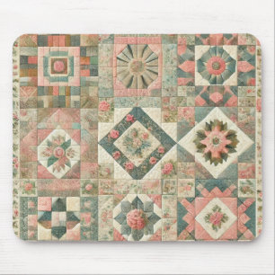 Blommigt för Rosa Patchwork-grönt Quiled Design Musmatta