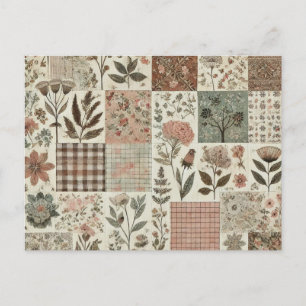 Blommigt för Rosa Patchwork-grönt Quiled Design Vykort