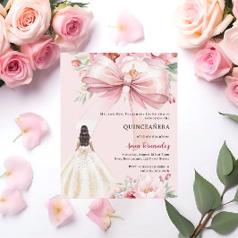blommigt för  rosa Quinceanera-inbjudan