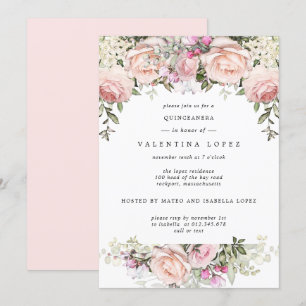 Blommigt för Rosa Quinceanera Inbjudningar