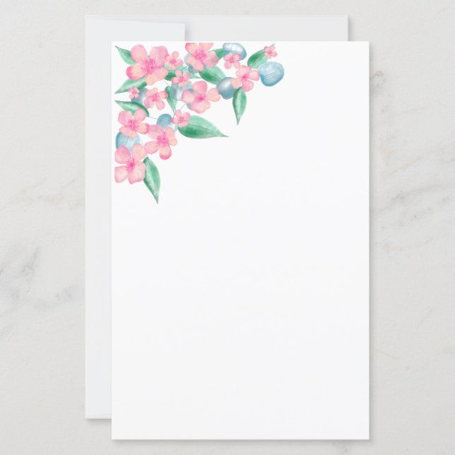 Blommigt för rosa vattenfärg (Framsida)