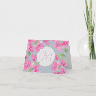 Blommigt för rosa vattenfärg kort