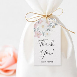 Blommigt för rosa vattenfärg presentetikett