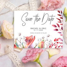 Blommigt för Rosa - vattenfärg Spara datumkortet