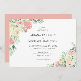 Blommigt för  Rosa vattenfärgsfärg Inbjudningar