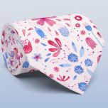 Blommigt för  Rosa vattenfärgsfärg Slips<br><div class="desc">Modern vattenfärgsmålning av rosa- och blå trädgårdsblommor på blekens rosa. Originalkonst av Nic Squirrell. En koordinerande slips för att matcha firande.</div>