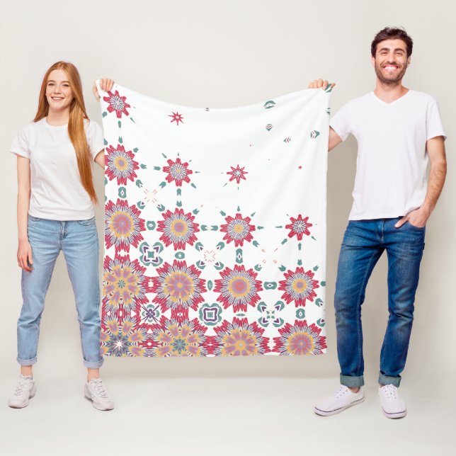 Blommigt för rosa, vitt och Lila vattenfärgsdesign Fleecefilt (På plats)