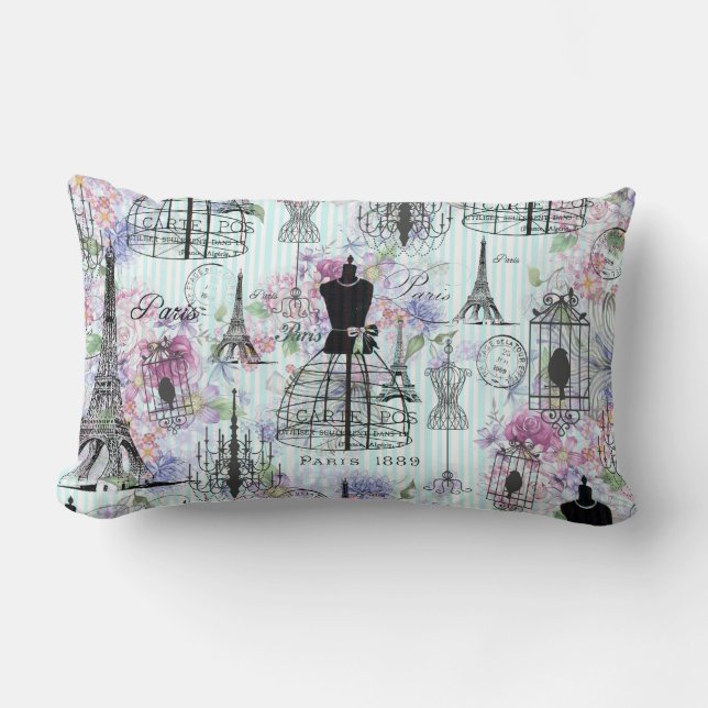 Blommigt för rosor för collage för lumbarkudde (Framsida)