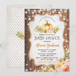 Blommigt för Rustic Fall Pumpkin Baby Shower Autum Inbjudningar